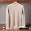 Suéter de cachemira para hombre, suéter de cachemira tejido de siete puntos de doble hebra con cuello alto medio engrosado, suéter de capa base para otoño e invierno