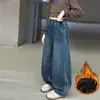 Pantalones Vaqueros para Niñas Otoño e Invierno 2025 Nuevo Estilo Coreano Pantalones Curvos para Niñas Mayores, Pantalones Largos Casuales para Estudiantes de Secundaria