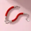 Elegante e Versátil Prata Esterlina 925 Fio Vermelho Simples e Estiloso Doze Signos do Zodíaco Pulso de Frango Cravejado de Diamantes para Mulheres