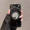 Adequado para Capa de Celular com Suporte Giratório Iphone18Promax, Vidro Tipo Gelo, Capa Protetora Espelho de Maquiagem Apple 17