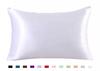 Funda de almohada individual de seda artificial de color sólido satinado Funda de almohada de seda de hielo cremallera paquete individual