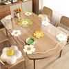 Flor Transparente Ovalado Mantel de Mesa Impermeable y a Prueba de Aceite PVC Vidrio Suave Mantel No Lavable Alfombrilla Protectora de Escritorio Antiescaldante