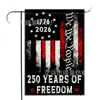 Bandera de Jardín Americana de Nuevo Modelo Transfronteriza del 250º Aniversario del Día de la Independencia, Bandera de Jardín de Lino de Doble Cara para Decoración de Patio