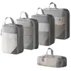 Set de 10 Bolsas de Almacenamiento de Viaje de Compresión Cuidadosamente Seleccionadas, Bolsa de Almacenamiento de Malla con Cordón para Empacar por Separado, Bolsa Organizadora para Equipaje, Maquillaje y Artículos de Tocador