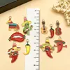 Carnaval Creativo México Cinco Cinco Sombrero de Goteo de Aceite Colgante de Chile Rojo Pendientes DIY Llavero Accesorios de Joyería