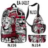 Mochilas Escolares Tendência Europeia e Americana Transfronteiriças, Roupas com Personagens Impressão Colorida 3D Conjunto de Mochilas Duplas de Viagem