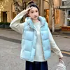 Chaleco casual de algodón con capucha, grueso y versátil, a la moda para mujer, estilo otoño e invierno, corte holgado, abrigo con hombros abullonados