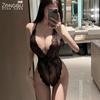 Divertido lingerie sexy laço perspectiva jompsuit paixão terno estilingue pijamas mulheres livres quentes 6679