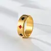 Anillo cuadrado de titanio y acero europeo y americano giratorio para póker, color negro, rojo y ciruela. Joyería de acero inoxidable de doble capa para aliviar el estrés, estilo japonés y coreano.