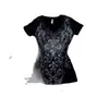 Top de manga corta Y2k, estilo gótico americano, camiseta estampada de moda y versátil, camiseta sexy de cuello en V ajustada para mujer al por mayor