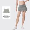 [En Stock] Falda de Tenis Ld con Tres Pliegues para Mujer, Falda Deportiva Plegada de Dos Piezas Falsas de Cintura Alta Anti-Exposición para Yoga Fitness