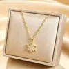 Nuevo producto transfronterizo: Cadena de clavícula elegante y versátil de lujo ligero con incrustaciones de microdiamantes, collar de acero de titanio, accesorio de joyería que no se decolora