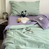 Colcha de Verão Listrada em Fio de Algodão Tingido com Cor Contrastante, Algodão Lavado, Lavável à Máquina, Algodão Puro, Amigável à Pele, Respirável, Colcha para Ar Condicionado, Colcha Fina de Verão