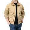 Abrigo de piel de cordero con solapa de invierno, forro polar, engrosado, ropa acolchada de algodón para hombre, chaqueta bomber estilo utilitario, chaqueta acolchada de algodón holgada para hombre