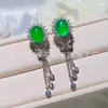 Brincos de Calcedônia Branca Auspiciosos Desejosos com Fechadura para Mulheres Estilo Nacional Clássico de Nicho Brincos Retrô Elegantes de Cubo de Açúcar Venda por Atacado