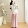 Traje de Maternidad Listo para Usar Verano Crochet Bordado de Encaje Tridimensional Top Pantalones de Pierna Ancha Sueltos Versátiles Casuales Conjunto de Dos Piezas