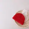 Estilo Ins Cor Doce Chapéu de Tricô Infantil Outono e Inverno Cor Pura Bebê Bebê Pulôver Enrolado Chapéu Quente de Lã