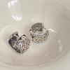 Estilo Chino Hebilla de Oreja Xiangyun para Mujer Lujo Ligero Gama Alta Retro Antiguo Plata Tailandesa Anillo de Oreja con Patrón de Hierba Tang Este Año para Novia