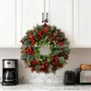 Decoração de Natal Americana Transfronteiriça Grande Guirlanda de Eucalipto Frutas Vermelhas Simuladas Folhas de Eucalipto Pendurador de Porta Adereços de Janela