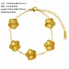 Novo Conjunto de Três Peças de Luxo de Nicho de Alta Qualidade, Colar, Pulseira e Brincos de Aço Titânio com Trevo de Cinco Folhas Dupla Face para Mulheres, Atacado Transfronteiriço