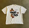 Camiseta Vintage com Estampa de Panqueca LeTTer Algodão Clássico Masculina