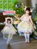 Vestido de Princesa Estilo Lolita Verano Nuevo Elegante Vestido de Jardín Monet para Niños Vestido Chaleco para Niña Pequeña