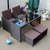 Silla de ratán para exteriores combinación de tres piezas mesa y sillas pequeñas de ocio para patio de jardín balcón pequeño muebles de exterior mesa y sillas de ratán mesa de centro