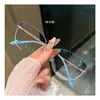 Mariposa Morpho Azul y Lágrimas Azules y Cetro Morado Deseo Puro Gafas Sin Marco Forma de Ojo de Gato Mariposa Receta de Alta Calidad