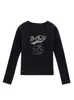Top de manga larga para mujer, nuevo estilo primavera y otoño, cuello en U, hombro normal, estampado de gato de dibujos animados, corte ajustado, favorecedor, camiseta básica de moda para mujer