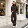 Conjunto de Sudadera de Media Cremallera de Cuello Alto Directo de Fábrica para Mujer Pantalones Largos Anchos Holgados Estilo Perezoso Conjunto de Dos Piezas Venta al por Mayor para Transmisiones en Vivo
