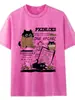 Camiseta de Manga Corta de Algodón Puro Lavada Vintage Talla Grande con Cordón Hombro Normal para Mujer, Top Holgado de Estampado Retro de Verano Nicho