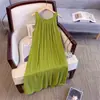 Vestido francés de moda estilo coreano talla grande para mujer 2026, sin mangas tipo top de tirantes con pliegues, adelgazante y elegante