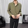 Camisa de Manga Larga para Jóvenes de Moda Nueva Color Sólido Estándar para Hombre Estilo Japonés Harajuku Temperamento Moda Diaria Otoño Simple