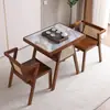Balcón Hogar Mesa de Té y Sillas de Madera Maciza Juego de Tres Piezas Moderno Sencillo Ocio Mini Apartamento Pequeño Escritorio para Beber Té