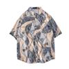 Camisa de manga curta de verão masculina Ins Vintage engraçado cabeça personalidade impressa na moda marca coreana camisa solta top da moda