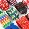 Gravata de mão estampada em poliéster e seda com tesouro de neve vermelho e verde de Natal para homens e mulheres transfronteiriços para uso diário