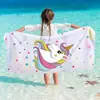 Toalha de banho infantil com estampa de desenho animado em microfibra, toalha de praia transfronteiriça Amazon, secagem rápida, absorvente para natação