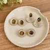 Aretes de Botón Redondos de Circonia Chapados en Oro Real de 14K Moda Sencillo Retro Versátiles Pendientes Nicho Toque de Alta Gama Accesorios para Pendientes para Mujeres