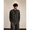 Blusa henley elástica de outono, ombro regular, manga longa ajustada, estilosa, casual, versátil, top listrado estilo old money