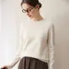 Suéter de cachemira de cuello redondo listo para usar de primera línea para mujer, estilo simple, nueva llegada de otoño, suéter de punto tipo pullover holgado para usar como capa base