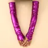 Luvas Longas sem Dedos de Couro Patente 48cm Feitas Sob Medida de Fábrica para Mulheres, Luvas Sexy para Vestido de Noiva, Festas e Ópera, Transfronteiriço