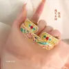 Fushi Plata Pura 999 Lujoso Esmalte Artesanía Fina Chapado en Oro Hada Voladora Sutra del Corazón Doble Extremo Pulsera Exquisita para Mujer