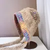 Gorro de Punto con Orejas de Gato y Correa de Felpa de Color Contrastante para Mujer, Otoño e Invierno, Lindo y Cálido, Moda Callejera, Gorro Lori