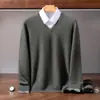 Suéter de cashmere com gola V para homens, novo suéter de tricô básico de manga longa para outono e inverno, suéter de cashmere, disponível para atacado