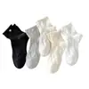 Calcetines Lolita para Mujer, Calcetines de Tubo Medio de Color Sólido con Decoraciones Florales, Calcetines Lolita Blancos al por Mayor, Calcetines Estudiantiles Lindos de Moda, Algodón