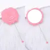 Espejo de tocador con flor de rosa simple, espejo de maquillaje floral de alta definición con mango, estilo europeo, mismo modelo, espejo pequeño