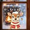 Pegatinas Estáticas Navideñas de Reno Lindas de Dibujos Animados para Ventanas, Sin Pegamento, Sin Daño al Vidrio, Decoración de Atmósfera Festiva para Ventanas de Sala de Estar