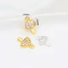 Pingente de Trevo de Quatro Folhas Borboleta Coração de Pêssego com Microincrustação de Zircônia em Ouro Real 18K que Preserva a Cor Material para Contas de Pulseira DIY D103B