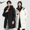 Chaqueta de plumón de longitud media para pareja, transfronteriza, para hombre y mujer, cálida, engrosada, de moda en invierno, abrigo de plumón al 90%