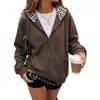 Otoño/Invierno 2026 Nuevo Sudadera con Cremallera Larga de Manga Larga con Estampado de Leopardo y Forro Polar para Mujer, Transfronteriza Europea y Americana, Amazon